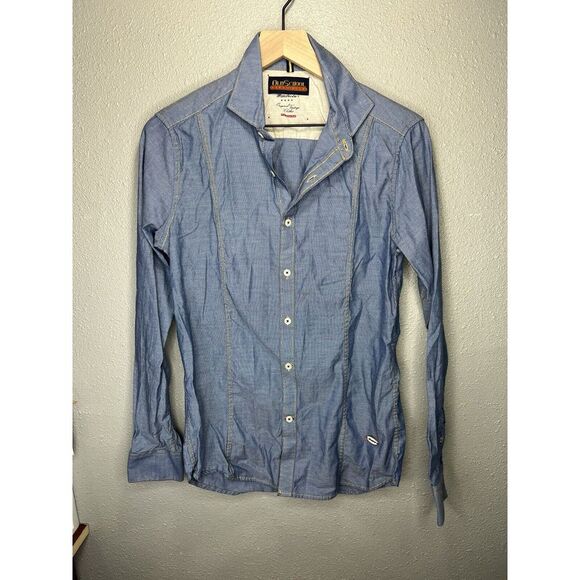 Surplus‎ Wardrobe Old School Clothing Co Chambray Pure Italian Style Shirt Small - Picture 1 of 7
